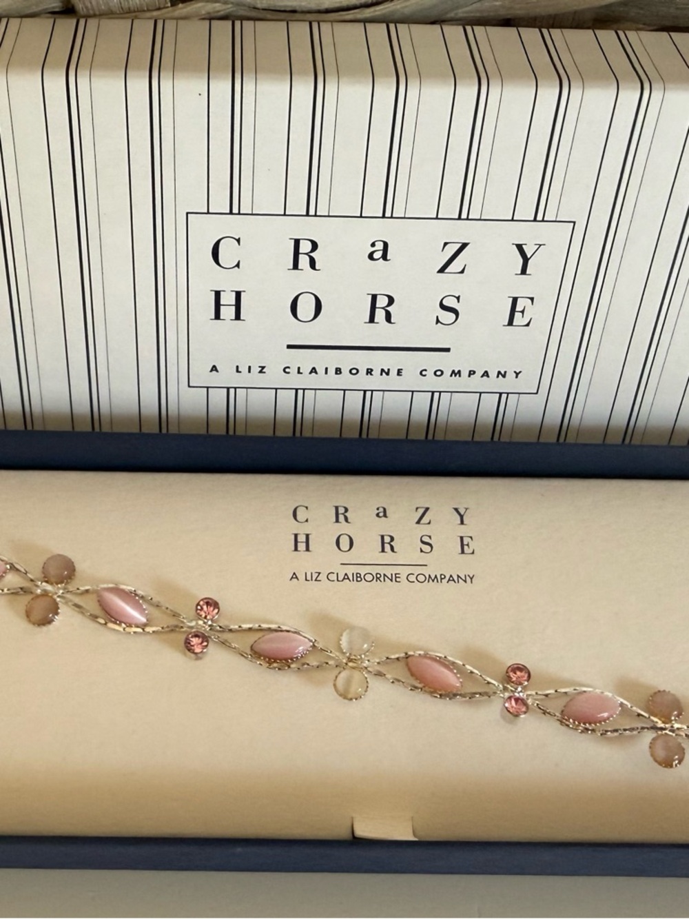 Liz Claiborne Crazy Horse Pink and Gold Link Bracelet